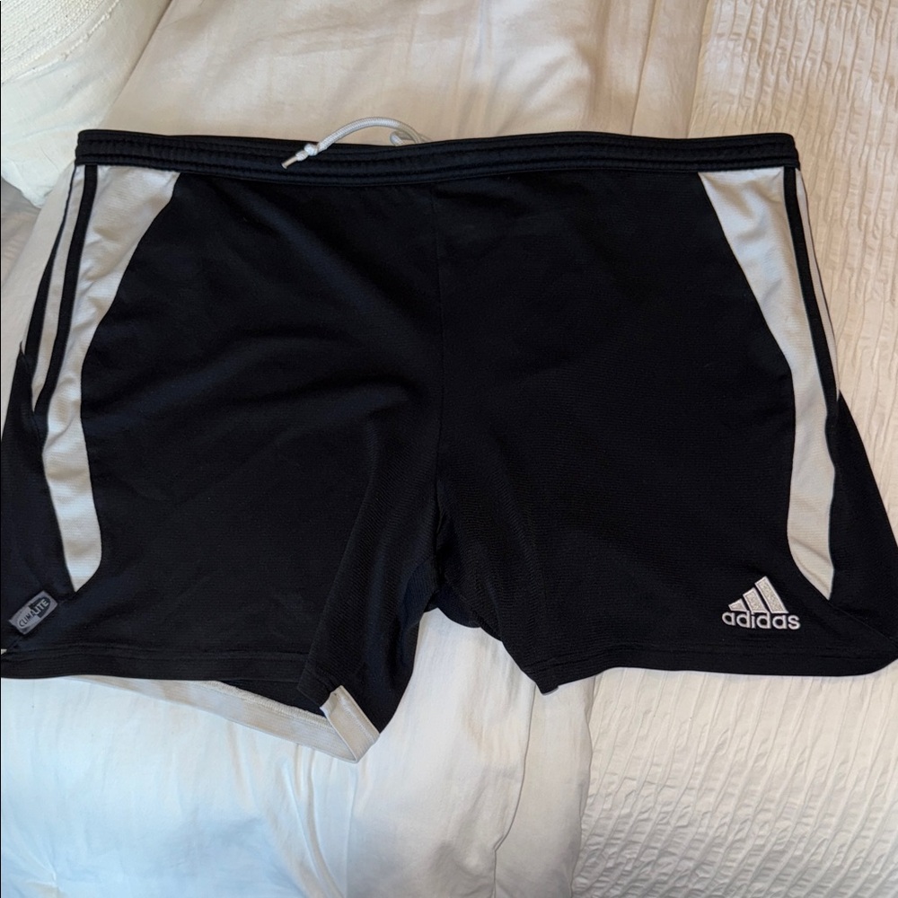 Adidas Black Shorts with White Stripes
